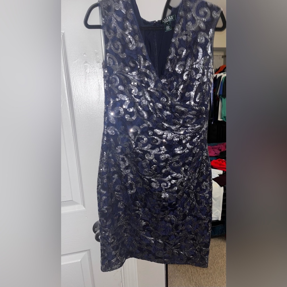 Navy Sequined Lace
Cocktail Dress